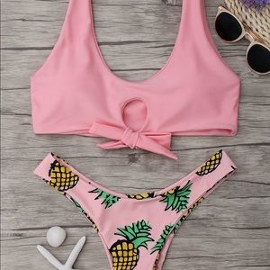 Pineapple Print Cheeky Bikini Set - Pink